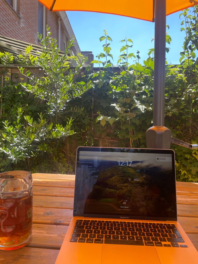 working in the garden